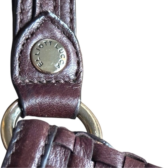 ELLIOTT LUCCA Leather brown Woven Envelope Rectangle Flip Handbag Clutch purse - Picture 4 of 14